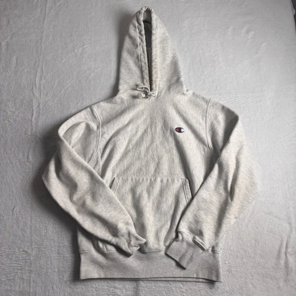Champion Reverse Weave Pullover Long Sleeve‎ Fleece Hoodie Stains Men's Small *